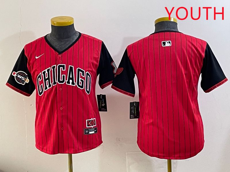 Youth Chicago White Sox Blank Red Stripe Joint Name Nike 2025 MLB Jersey style 2->youth mlb jersey->Youth Jersey